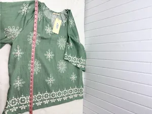 Bebonnie Boho Embroidered Tunic Top - Sage‎ Green Size L NEW thumbnail 10