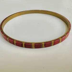 Red and gold tone brass bangle bracelet thumbnail 9