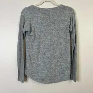 Abercrombie & Fitch Ribbed‎ Sleeve Curve Hem Heather Gray Crewneck Long Sleeve thumbnail 8