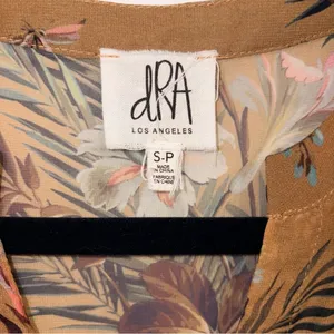 Anthropologie dRA Sheer Blouson Dress S Neutral Floral Chiffon Ruffle Office thumbnail 5