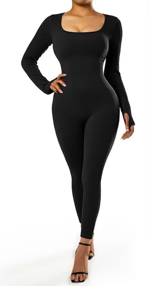 Black Long Sleeve Jumpsuit Black thumbnail 1