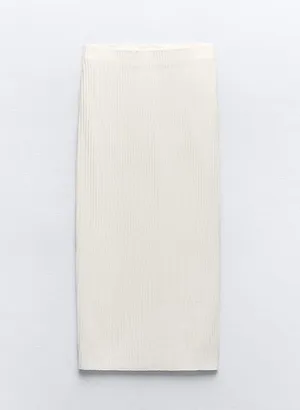 NWT White BRUSHED RIBBED PENCIL SKIRT. Size Medium thumbnail 7