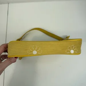 Art Class Y2K‎ Style Mini Bag Wristlet Yellow Corduroy Purse Embroidered Flowers Cottage thumbnail 5