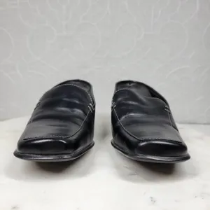 VTG Bass Artist Mules Womens 6 Black Leather Slip On Square Toe Block Heel 2003 thumbnail 15