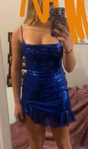 Lucy in the Sky Mini Dress Blue Sequin thumbnail 1