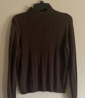 Vintage women’s Brown Ribbed Sweater mock turtle neck Hasting & Smith medium thumbnail 1