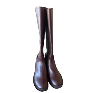 NEW GUESS padmaa riding boots Gold Spell Out Logo Chocolate Brown 8 thumbnail 7
