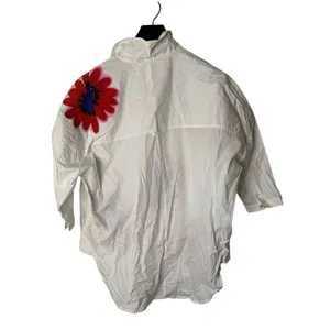 Anthropologie Maeve Embroidered Floral Blouse women's size XS S oversized NEW thumbnail 3