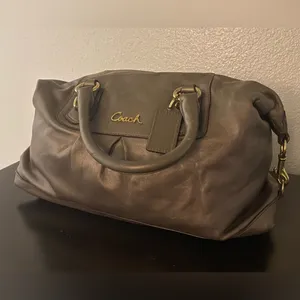 Coach Ashley Convertible Pewter Metallic Leather Satchel | Shoulder Bag thumbnail 3