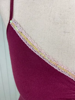 Vintage Y2K Aeropostale Sequin Lace Cami Tank Top Burgundy Pink Fairycore Fairy thumbnail 4