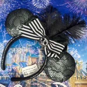 Disney parks nightmare before Christmas lace feather Halloween Minnie ears thumbnail 1