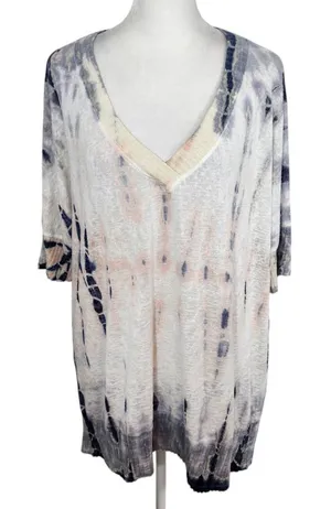 Maronie Dyed and Distressed Oversized Top Size Medium Blue thumbnail 1