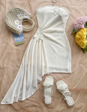 White strapless dress with starfish detail thumbnail 2
