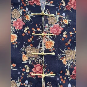 Vintage Asian inspired floral button front blouse, size medium Blue thumbnail 4