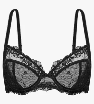 Amazon Wingslove Women's Sexy Lace Bra Plus Size Embroidered Sheer Unpadded Underwire Unlined Bra See Through Bra thumbnail 1
