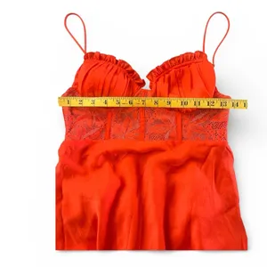 Sage + Paige Red-Orange Lace Corset Midi Dress - Size‎ M thumbnail 6
