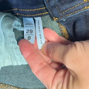 Loft High Waist Wide Leg Dark Wash Jeans size 8 thumbnail 3
