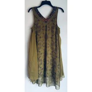 Free People Ancient Mystery Boho Beaded Dress Green XS Festival thumbnail 9
