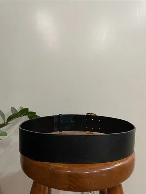 Authentic Gucci Wide Black Leather Tiger Head Waist Belt Size 80/32 thumbnail 3