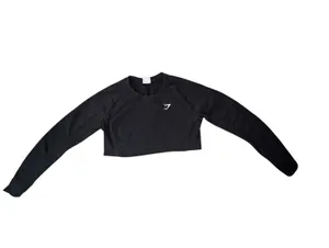 Gymshark Black Long Sleeve Cropped Athletic Top thumbnail 2