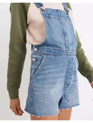 Madewell Adirondack Short Denim Overalls Benham Wash Size Small thumbnail 2