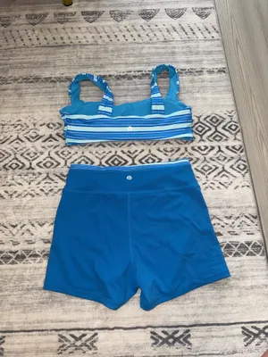 Altar’d state blue striped workout set thumbnail 5