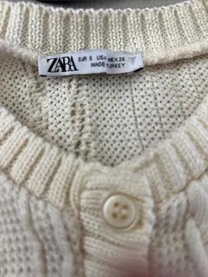 Women’s Cream Cable Knit Button-Front Top Size S thumbnail 5