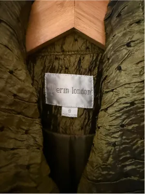 Women's Erin London Olive & Black Textured Zip-Up Jacket Size S thumbnail 3