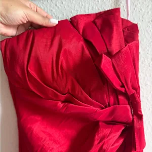 Cindy Strapless Red Satin Cocktail Dress Bow Detail XS thumbnail 3