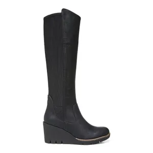 Dr. Scholl’s Lindy Black Wedge Tall Boots Faux Leather Comfort Size 10 thumbnail 3
