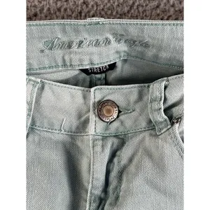 American Eagle Jeans Women 4 Regular Low Rise‎ Skinny Green Denim Pants thumbnail 7