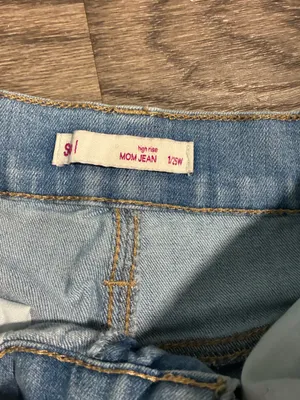 High Waisted Mom Jeans Light Wash Blue Ripped Destroyed Denim thumbnail 2