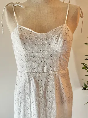 Aeropostale White Eyelet Tie-Shoulder Mini Sundress thumbnail 4