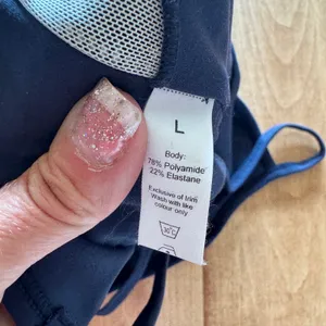 Women Navy Blue Strappy Racerback Yoga Crop Tank Top Built-in Bra Large thumbnail 3