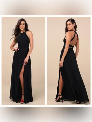 Lulu's Confidently Charismatic Black Backless Halter Maxi
Dress thumbnail 2