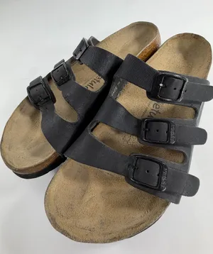 Betula by Birkenstock Black 3‎ Strap Sandals EU 39 US 8.5 Cork Footbed thumbnail 1