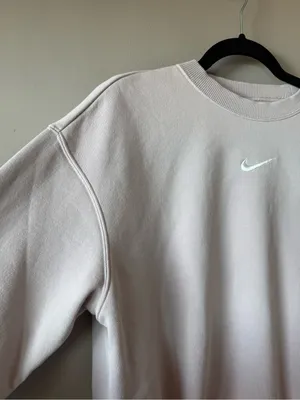 Nike Women’s Cotton Middle Check Loose Fit‎ Crew Neck Sweatshirt Gray Size XS thumbnail 5