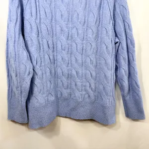 Aerie Small Sweater Cable Knit Periwinkle Blue Raglan Crew Academia Preppy 1691 thumbnail 4