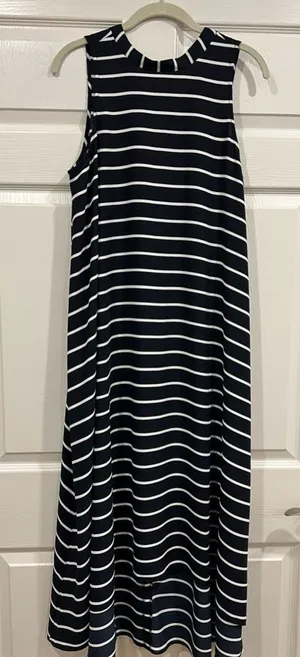 Banana Republic Factory‎ Striped High-Low Dress Womens Blue White Size Medium thumbnail 1