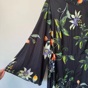 New! Gabriella Rossetti Lucrezia Black Floral Midi‎ Dress Size 14 thumbnail 4