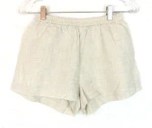 The Reset R Label Linen Shorts Womens XS Khaki Oatmeal Elastic Waist Beach thumbnail 1