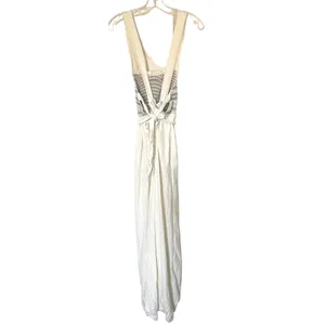 Free People Boho Tie Back Jumpsuit Cream Size Small thumbnail 3