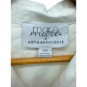 Mare Mare x Anthropologie White Poplin Puff‎ Sleeve Midi Shirt Dress XXS thumbnail 7