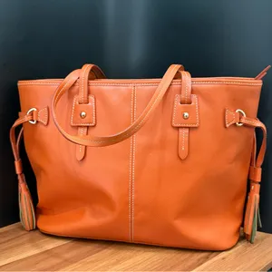 Authentic Dooney & Bourke Davis Tassel Orange Saffiano Leather Large Tote Bag thumbnail 3