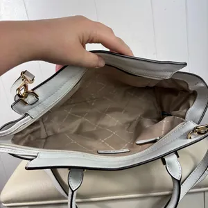 Michael Kors White Saffiano Leather Gold Logo Crossbody Tote Bag Convertible thumbnail 6