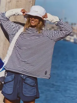 FP Movement Restoration Layer Long Sleeve Tee RARE Sailor Stripe Navy Small NEW thumbnail 1