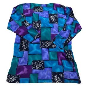 🌀Barbara Gerwit Colorful Patchwork Cardigan Jacket Multicolor XL Retro Boho Top🌀 Blue thumbnail 5