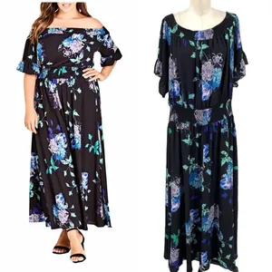 City Chic Suzu Floral Maxi Off the Shoulder Dress Black Plus Size‎ 22 thumbnail 2