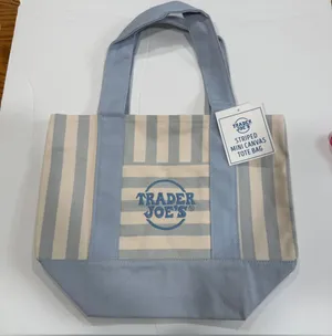 Trader Joe’s Mini Striped Canvas Tote-2026- Summer- Blue - Limited Edition thumbnail 1