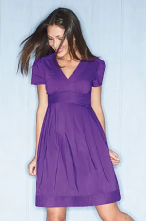 VTG Y2K dELiA*s Purple Short Sleeve Cotton Blend V Neck Belted Dress Sz M thumbnail 1